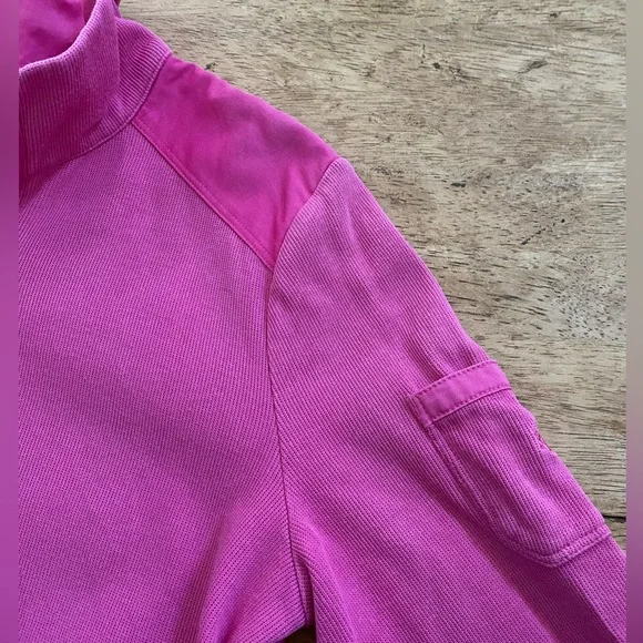 Lauren Ralph Lauren Women’s Medium Hot Pink Snap Front Ribbed Cotton Pullover - Picture 11 of 16